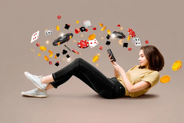 A woman in a luxurious green gown next to an ornate roulette wheel, capturing the upscale casino mood of OMGDB.